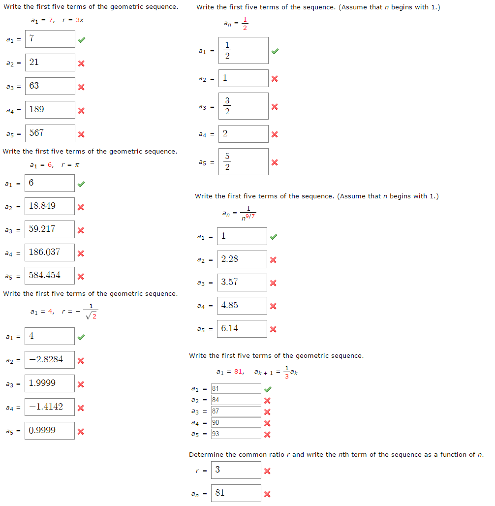 Solved Write The First Five Terms Of The Geometric Sequence Chegg Solved Write The First Five Terms Of The Geometric Sequence Chegg