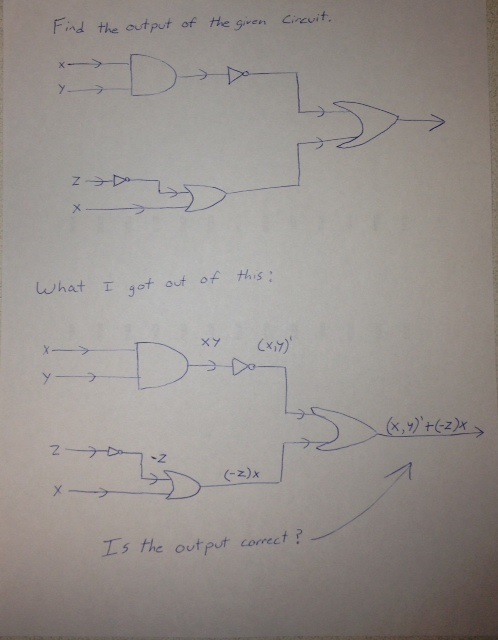 Solved Find the output of the given circuit. What I got out | Chegg.com