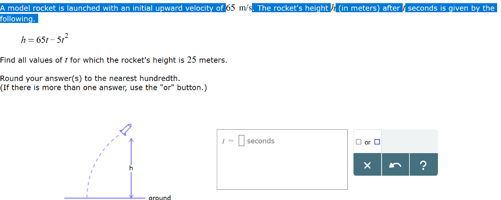 Solved A Model Rocket Is Launched With An Initial Upward | Chegg.com