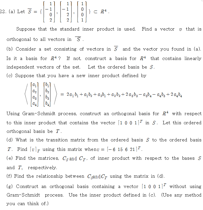 Solved 22, (a) Let S f C R Suppose that the standard inner