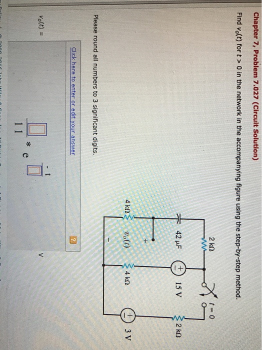 Solved Chapter 7, Problem 7.027 (Circuit Solution) Find Vol) | Chegg.com