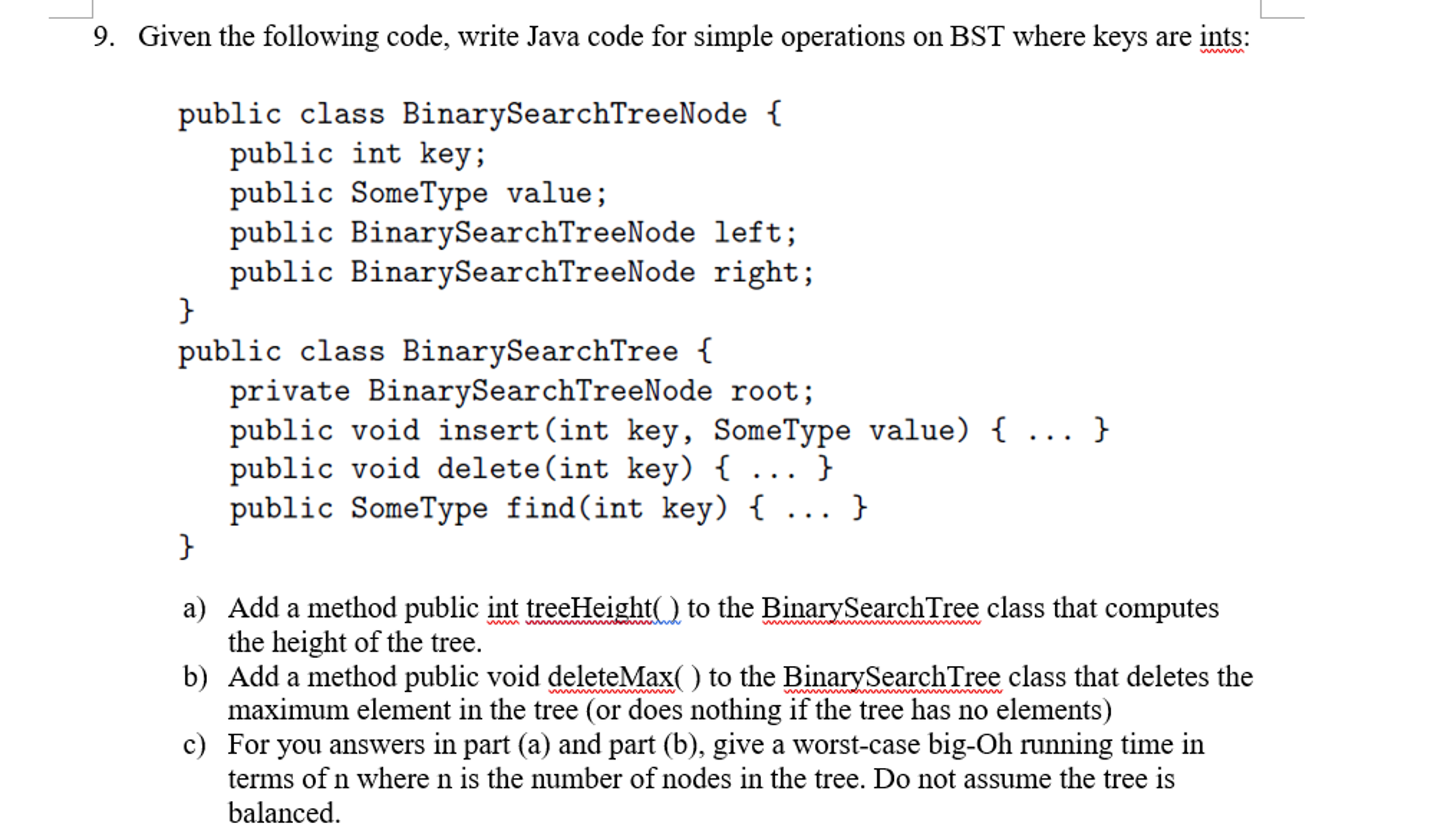 Solved Given the following code, write Java code for simple | Chegg.com