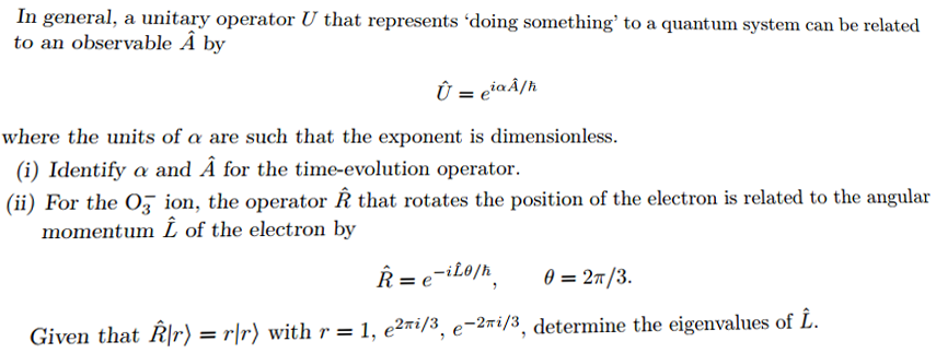 Solved In genera], a unitary operator U that represents | Chegg.com