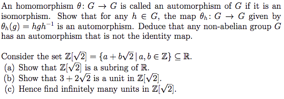 Solved An homomorphism 0: GG is called an automorphism of G | Chegg.com
