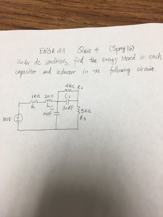 Solved Under dc conditions, find the Energy stored in each