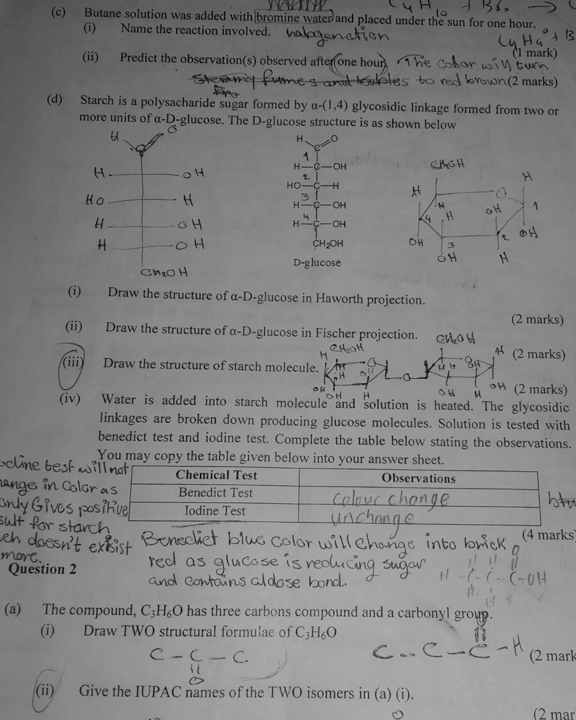 Solved Butane solution was added with bromine water and