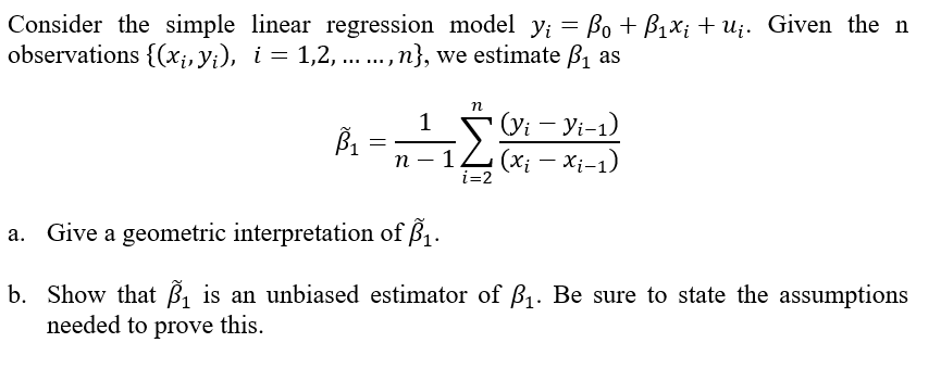 Solved Consider The Simple Linear Regression Model | Chegg.com