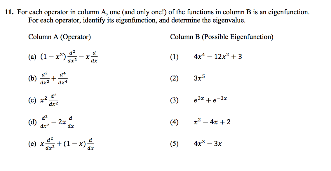 Solved For each operator in column A, one (and only one!) of | Chegg.com