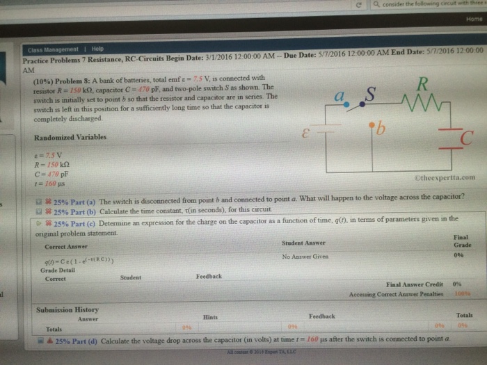 Solved l Help Practice Problems 7 Resistance, RC-Circuits | Chegg.com