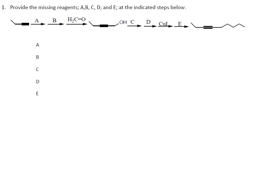 Solved Provide The Missing Reagents; A, B, C, D, And E; At | Chegg.com