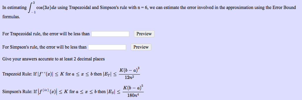 Solved In estimating integral^3_01 cos(3x)dx using | Chegg.com