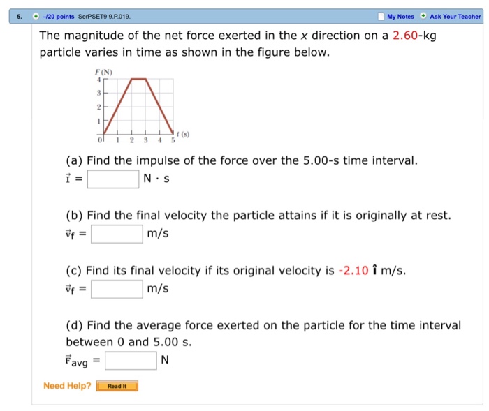 solved-the-magnitude-of-the-net-force-exerted-in-the-x-chegg