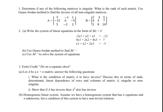 How To Determine If A Matrix Is Singular Or Nonsingular