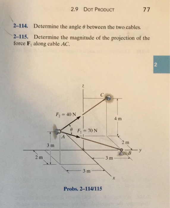 Solved Determine The Angle Theta Between The Two Cables. | Chegg.com