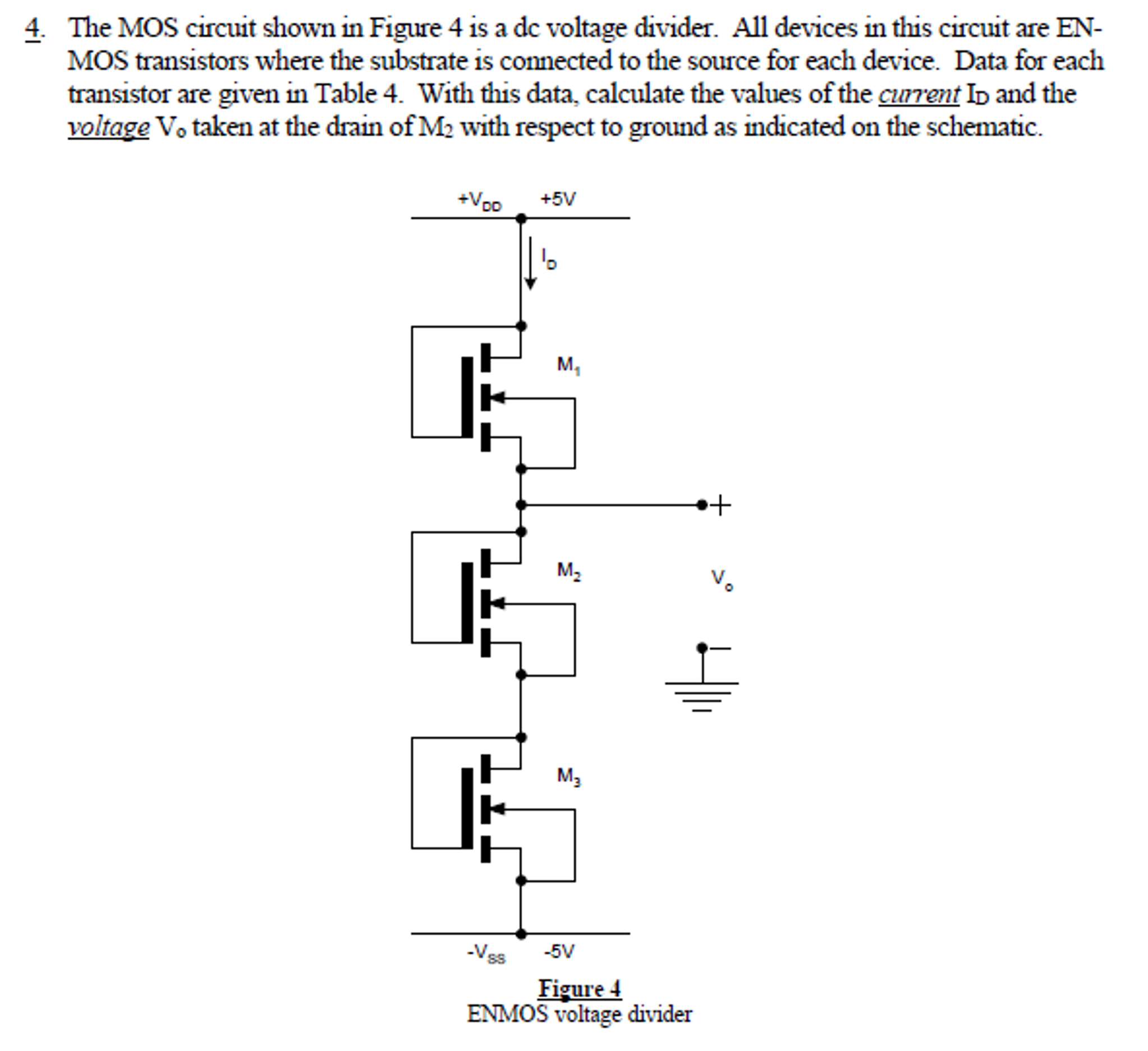 Solved The MOS circuit shown in Figure 4 is a dc voltage | Chegg.com