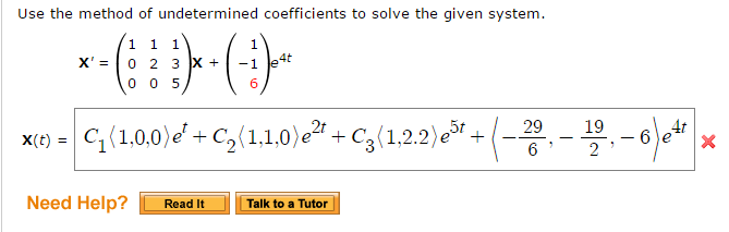 Solved Use the method of undetermined coefficients to solve | Chegg.com