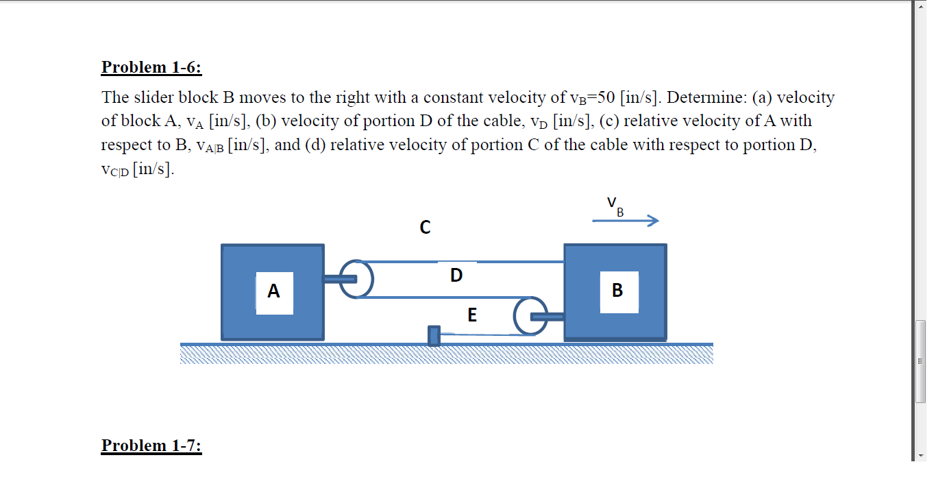 Solved The Slider Block B Moves To The Right With A Constant | Chegg.com