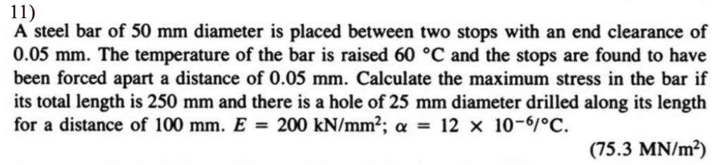 Solved A steel bar of 50 mm diameter is placed between two | Chegg.com