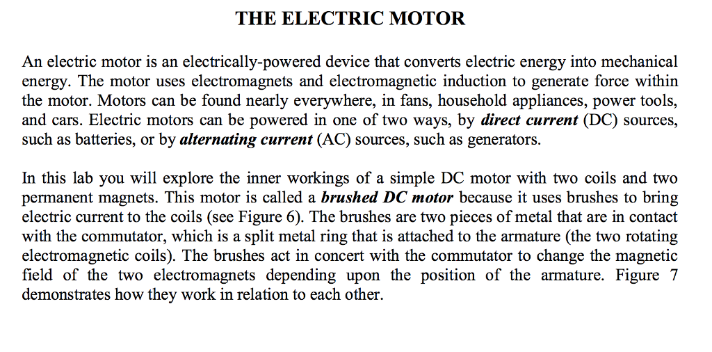 Solved IV. The Electric Motor Question 8 After