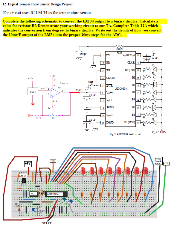 Solved 12. Digital Temperature Sensor Design Project The Circuit Diagram