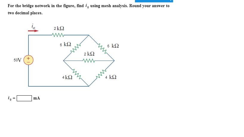 Solved For The bridge network in The figure, find i0 using | Chegg.com