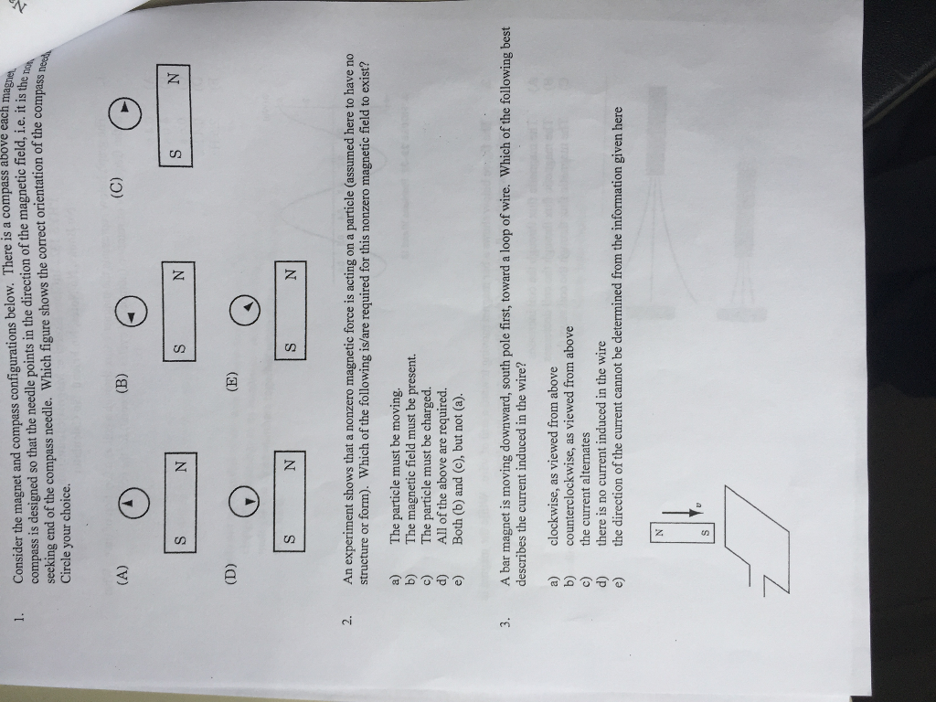 Solved Consider the and compass configurations below.