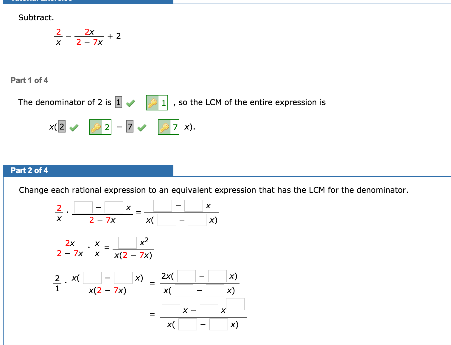 subtract x 2 8x from 3x 2 3x 7 answer