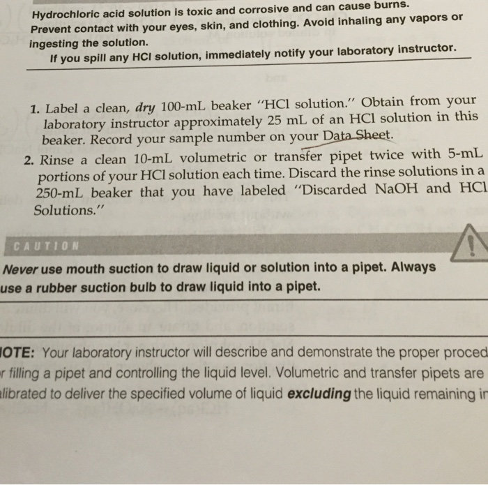 Solved Hydrochloric acid solution is toxic and corrosive and