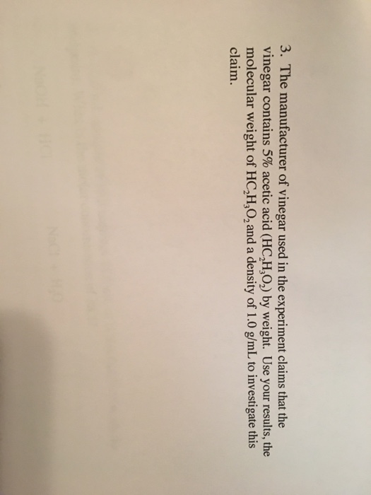 if the manufacturer of the vinegar used in this experiment