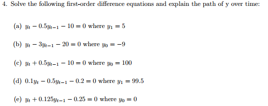 Solved Solve the following first-order difference equations | Chegg.com