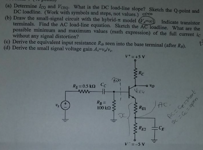 Solved (a) Determine Ico and VcEO. What is the DC load-line | Chegg.com