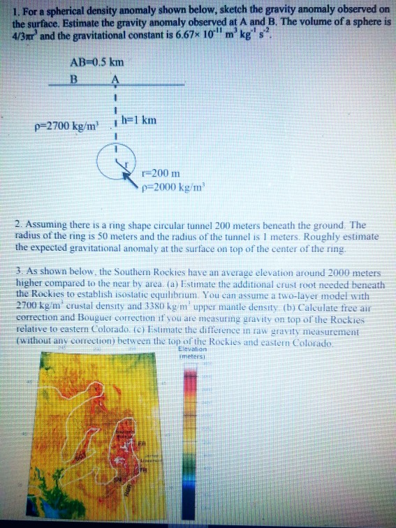 Solved 1. For a spherical density anomaly shown below, | Chegg.com