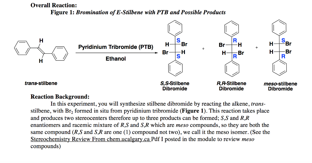 Solved Overall Reaction Figure 1 Bromination of EStilbene