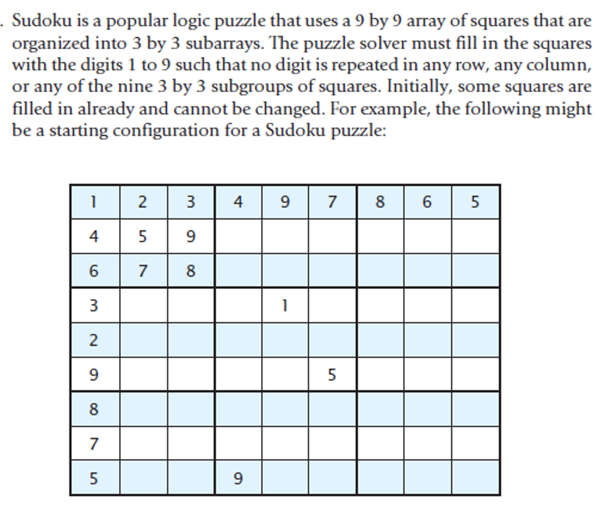 Solved Sudoku is a popular logic puzzle that uses a 9 by 9