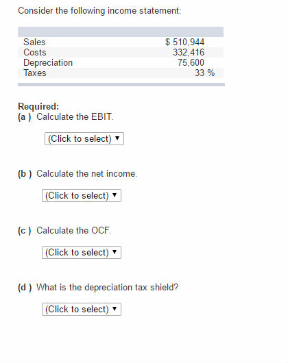 Solved Consider The Following Income Statement Required 4289