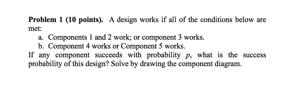 Solved Problem 1 (10 Points). A Design Works If All Of The | Chegg.com