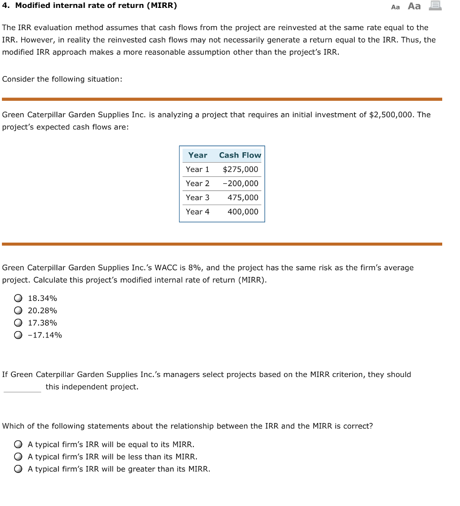 the internal rate of return method