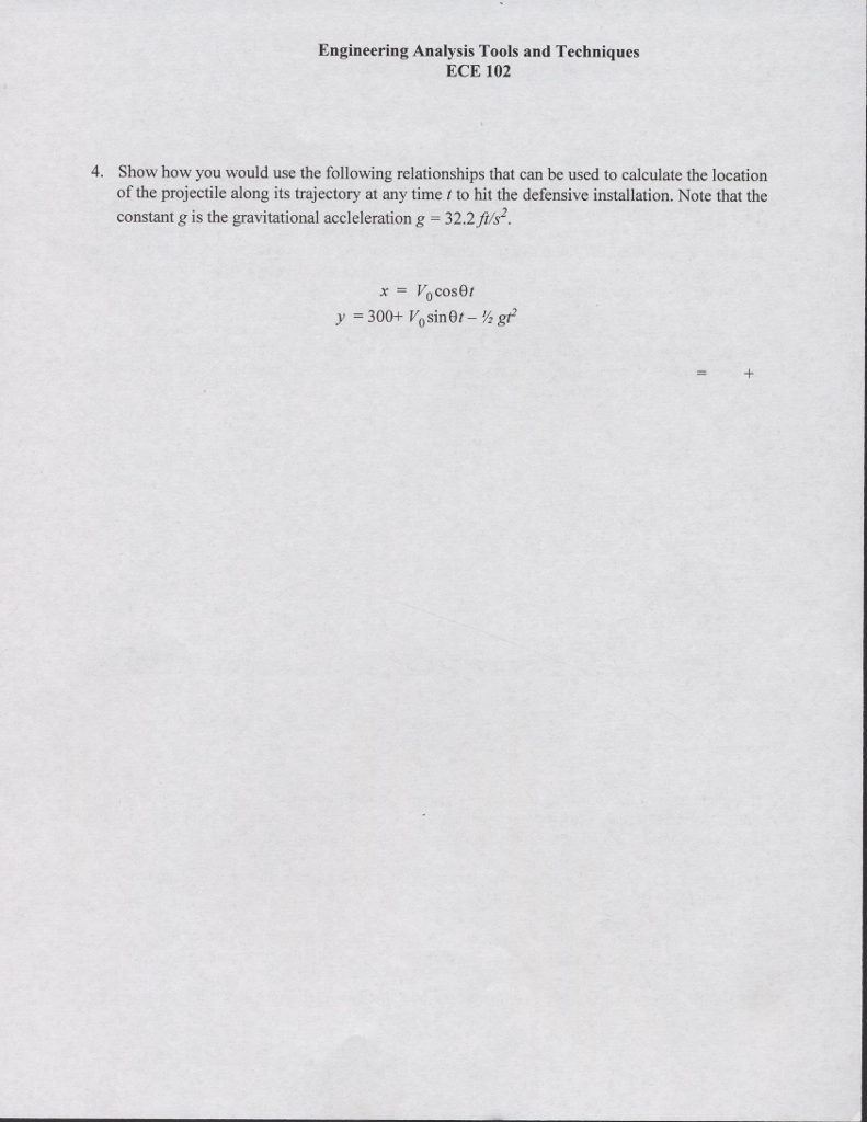 Solved Engineering Analysis Tools and Techniques ECE 102