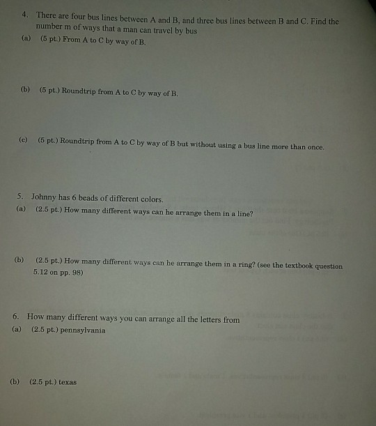 Solved There are four bus lines between A and B, and three