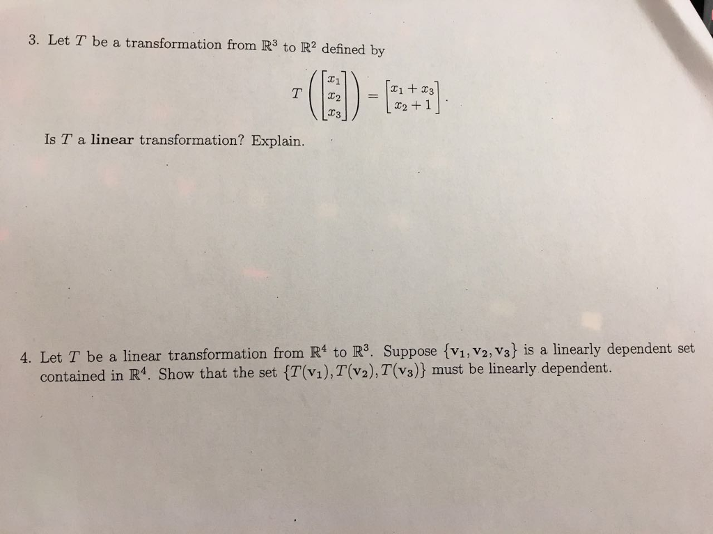 Solved let t be a transformation from r 3 to r 2 defined by chegg