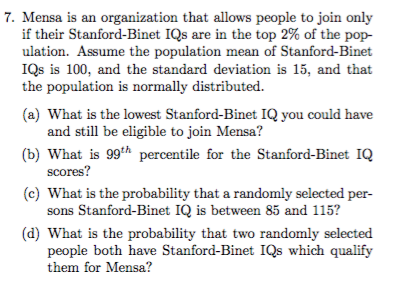 Solved Mensa is an organization that allows people to join | Chegg.com