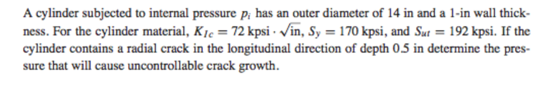 Solved A cylinder subjected to internal pressure p_i, has an | Chegg.com