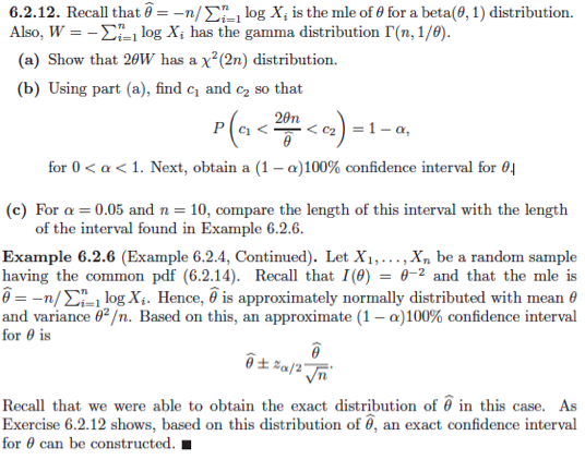 Recall that log X_i is the mle of theta for a | Chegg.com