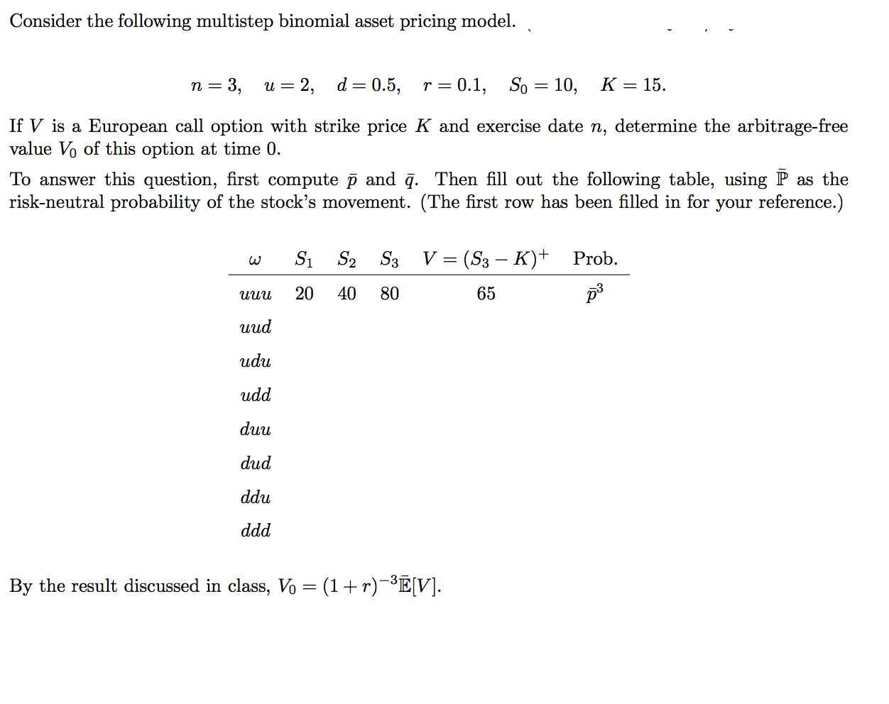 Consider The Following Multistep Binomial Asset | Chegg.com