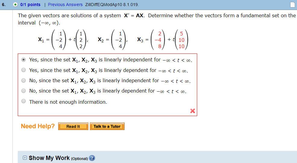 Solved The Given Vectors Are Solutions Of A System X AX Chegg Com