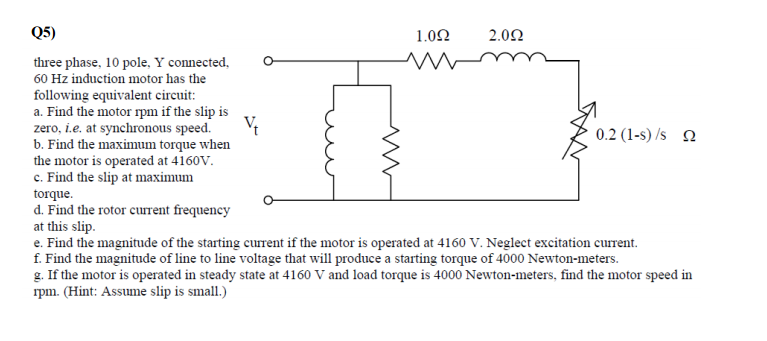 Solved Three phase, 10 pole, Y connected, 60 Hz induction | Chegg.com