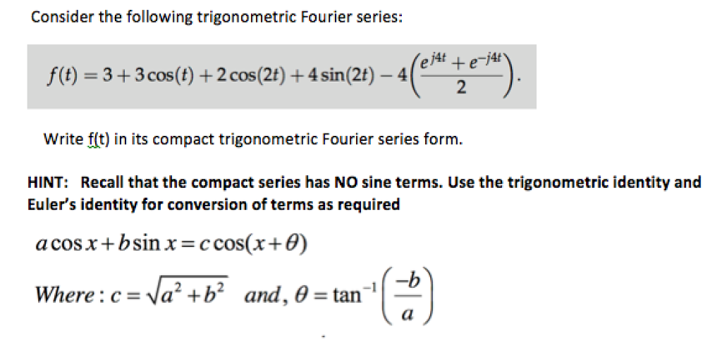 Solved Consider the following trigonometric Fourier series: | Chegg.com