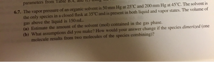 Solved The vapor pressure of an organic solvent is 50 mm Hg | Chegg.com