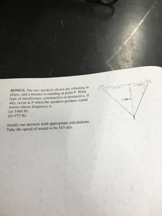 Solved The two speakers shown are vibrating in phase, and a