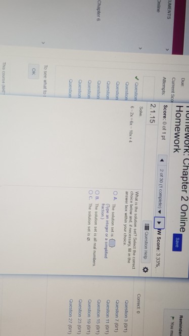 Solved Solve 6 2x 6x 10x 4 What Is The Solution Chegg